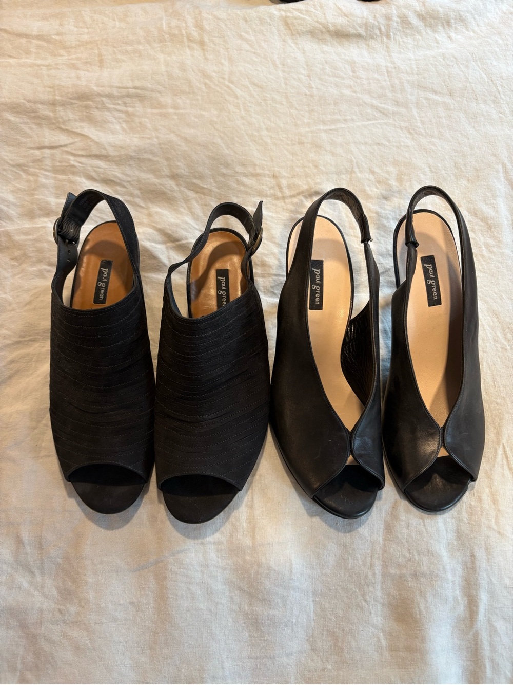 Paul Green Black Open-Toe Slingback Heels